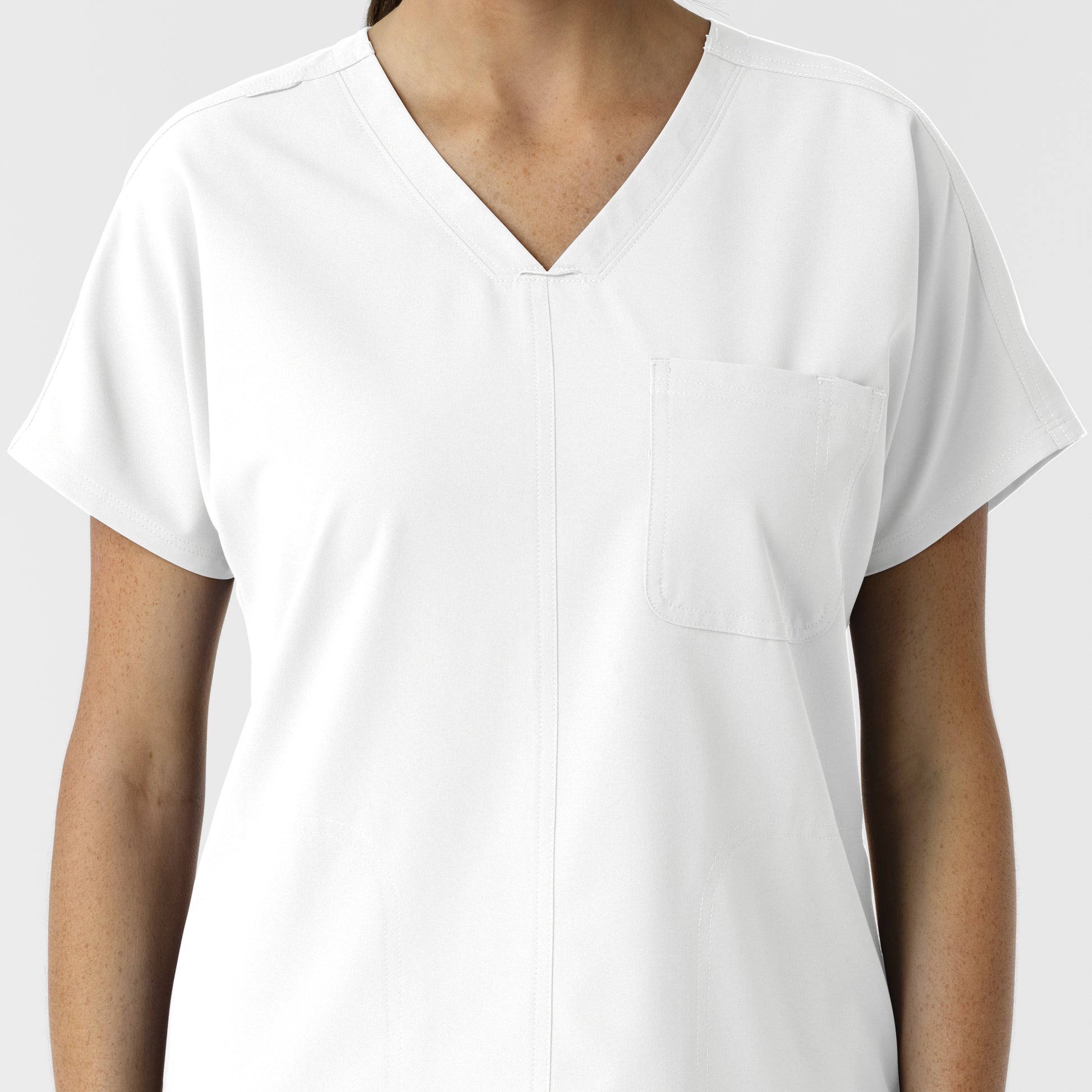 NURTUR 6280 Women's Drop Shoulder Tunic Scrub Top White