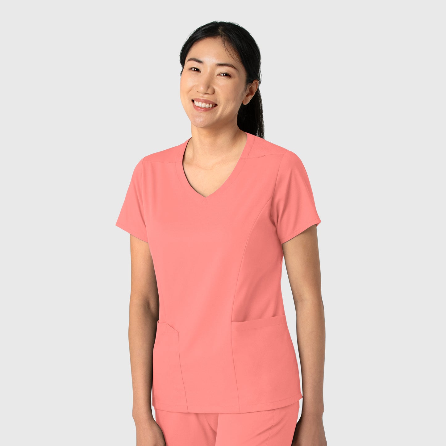 Boundless 6251 Women's 2-Pocket V-Neck Scrub Top Paradise Pink
