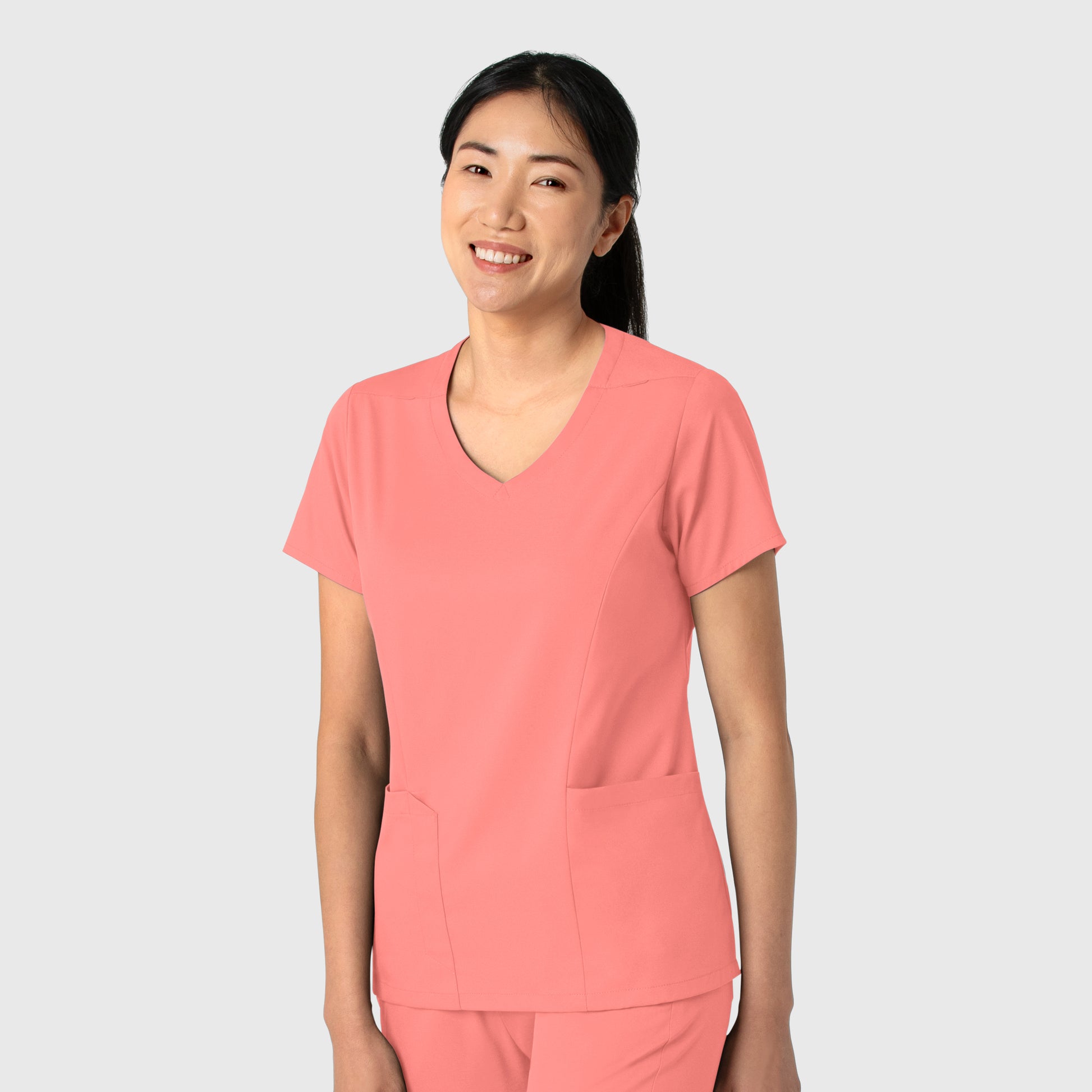 Boundless 6251 Women's 2-Pocket V-Neck Scrub Top Paradise Pink