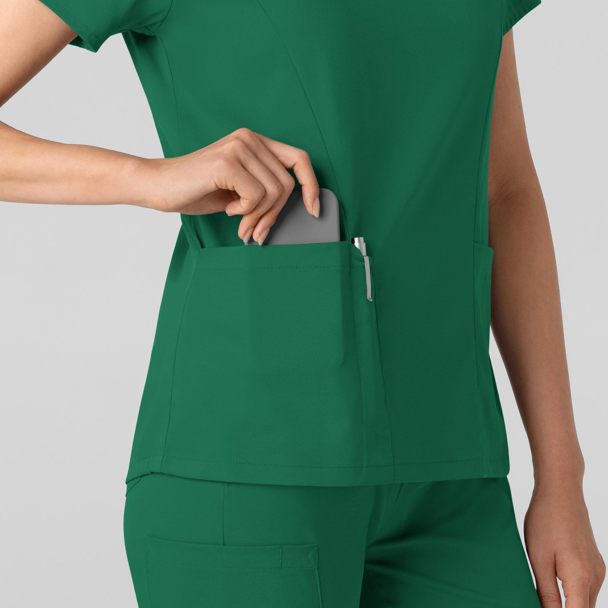 Boundless 6251 2-Pocket V-Neck Scrub Top Hunter Model Image Alternate | Wink