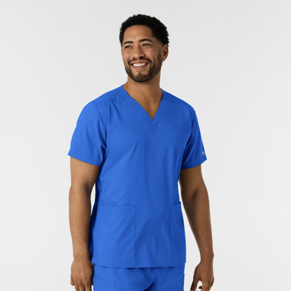 Boundless 6051 Unisex V-Neck Scrub Top Royal Model Image Right Side | Wink