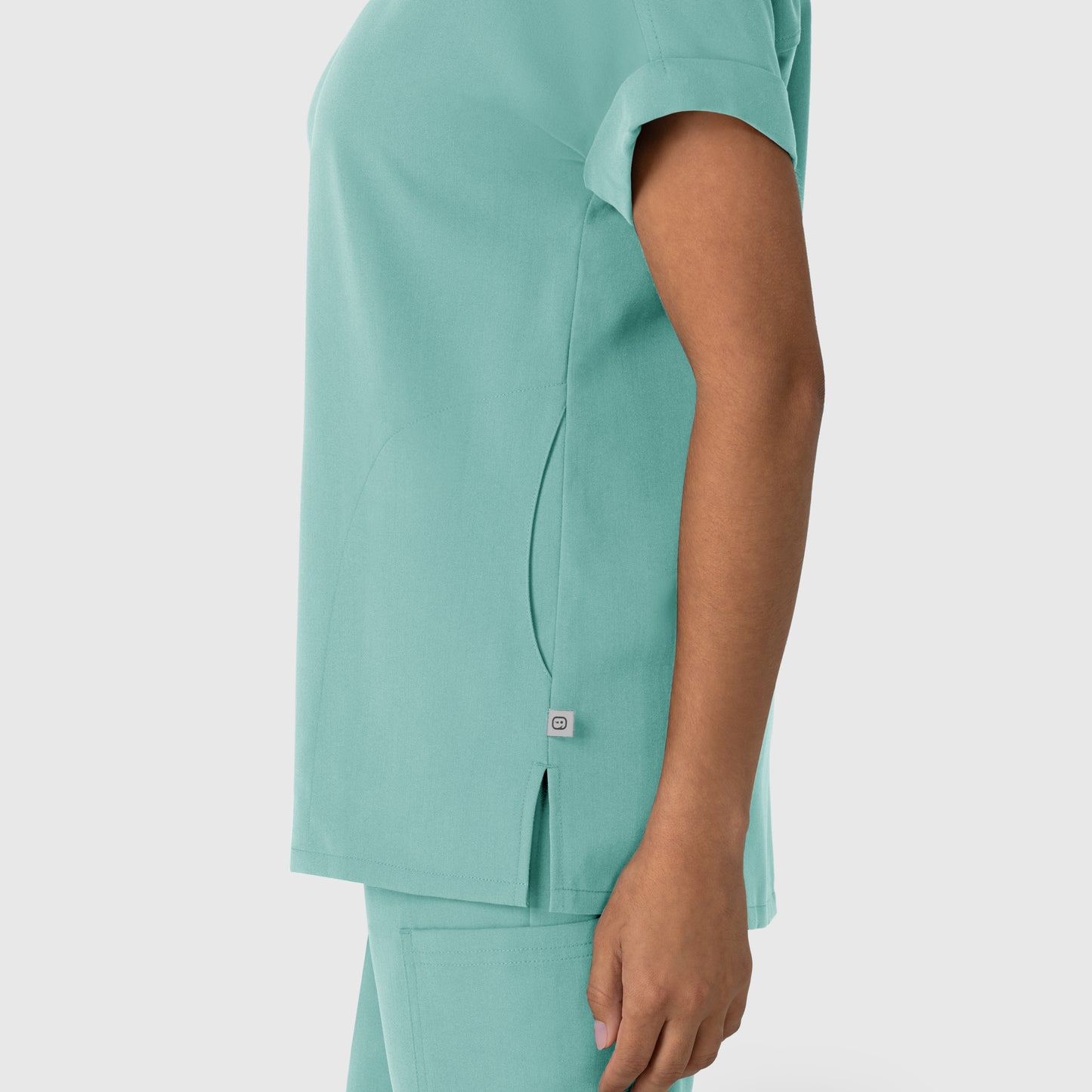 Nova 6232 Drop Shoulder Boxy Scrub Top Turquoise Model Image Alternate | Wink