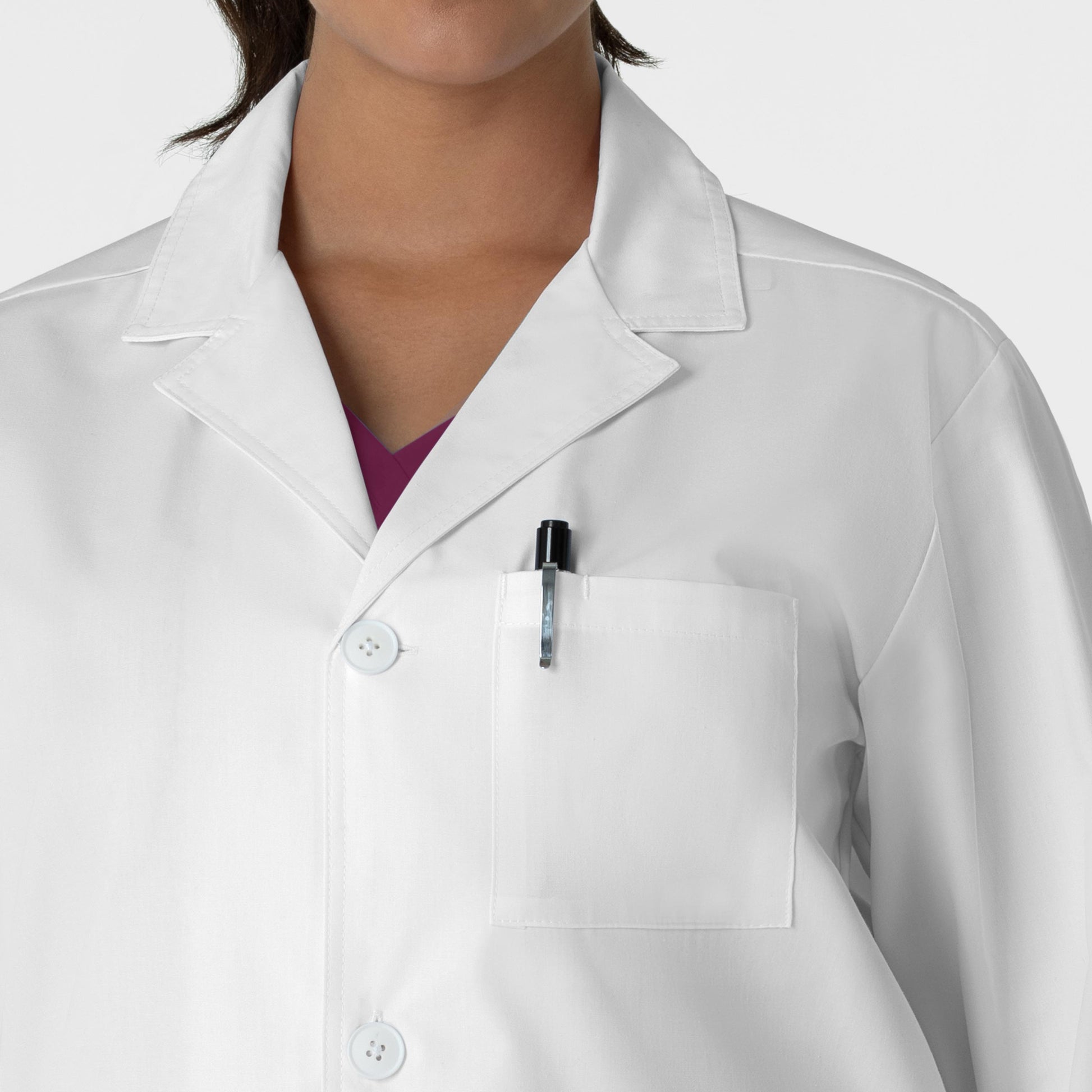 WonderLAB 7602 Unisex Iconic Lab Coat White Model Image Left Side | Wink