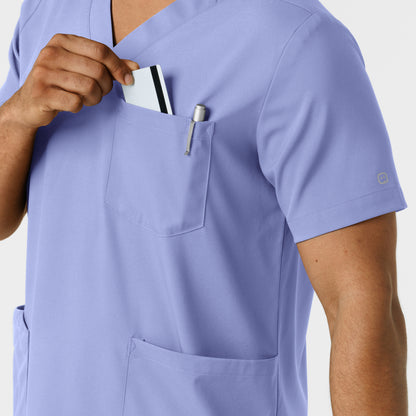 Boundless 6351 Men's Multi Pocket V-Neck Scrub Top Ceil Blue Model Image Alternate | Wink