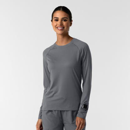 Layers 2139 Women's Watch Window Long Sleeve Underscrub Top Pewter