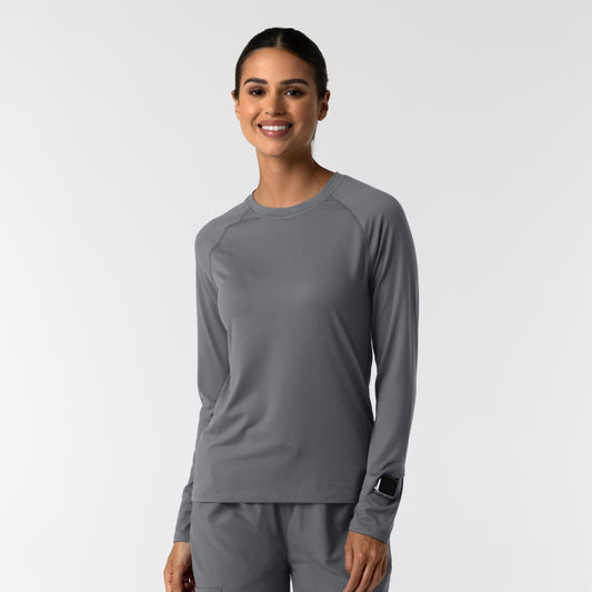 Layers 2139 Women's Watch Window Long Sleeve Underscrub Top Pewter