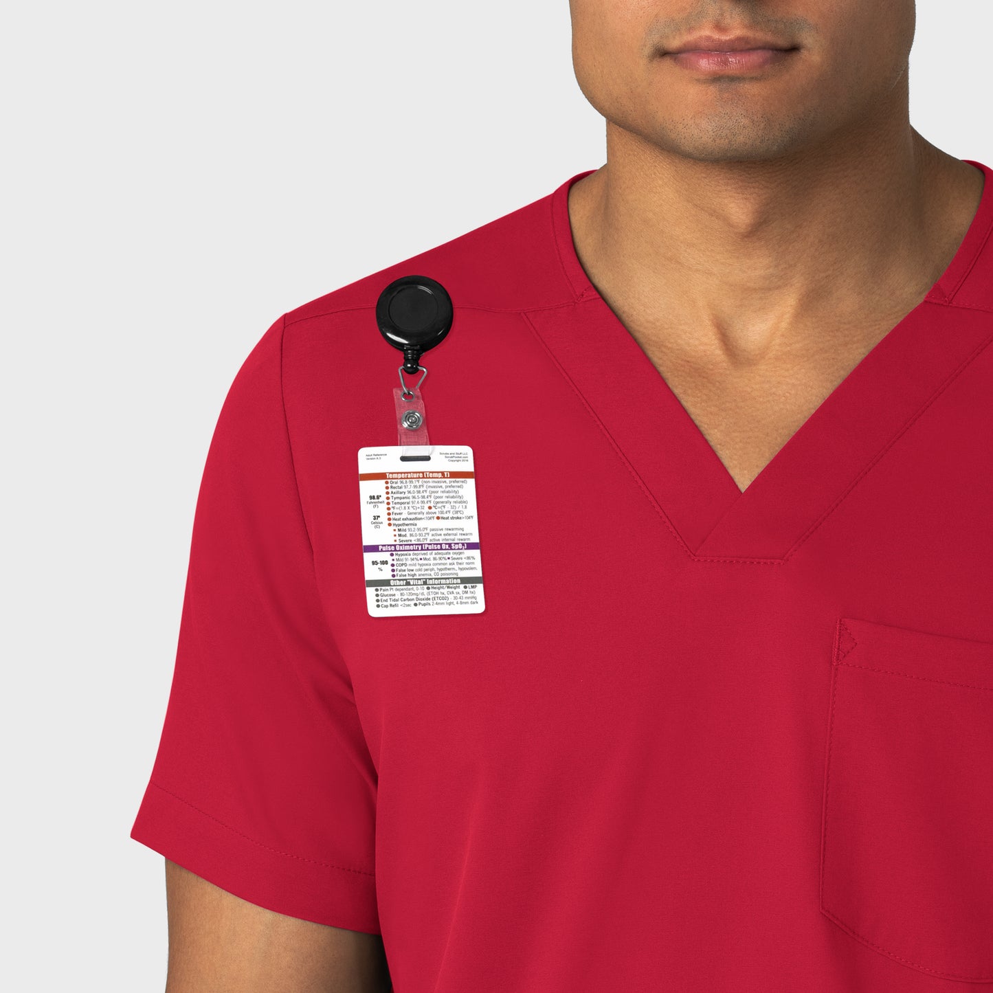 Boundless 6351 Men's Multi Pocket V-Neck Scrub Top Red Model Image Alternate | Wink