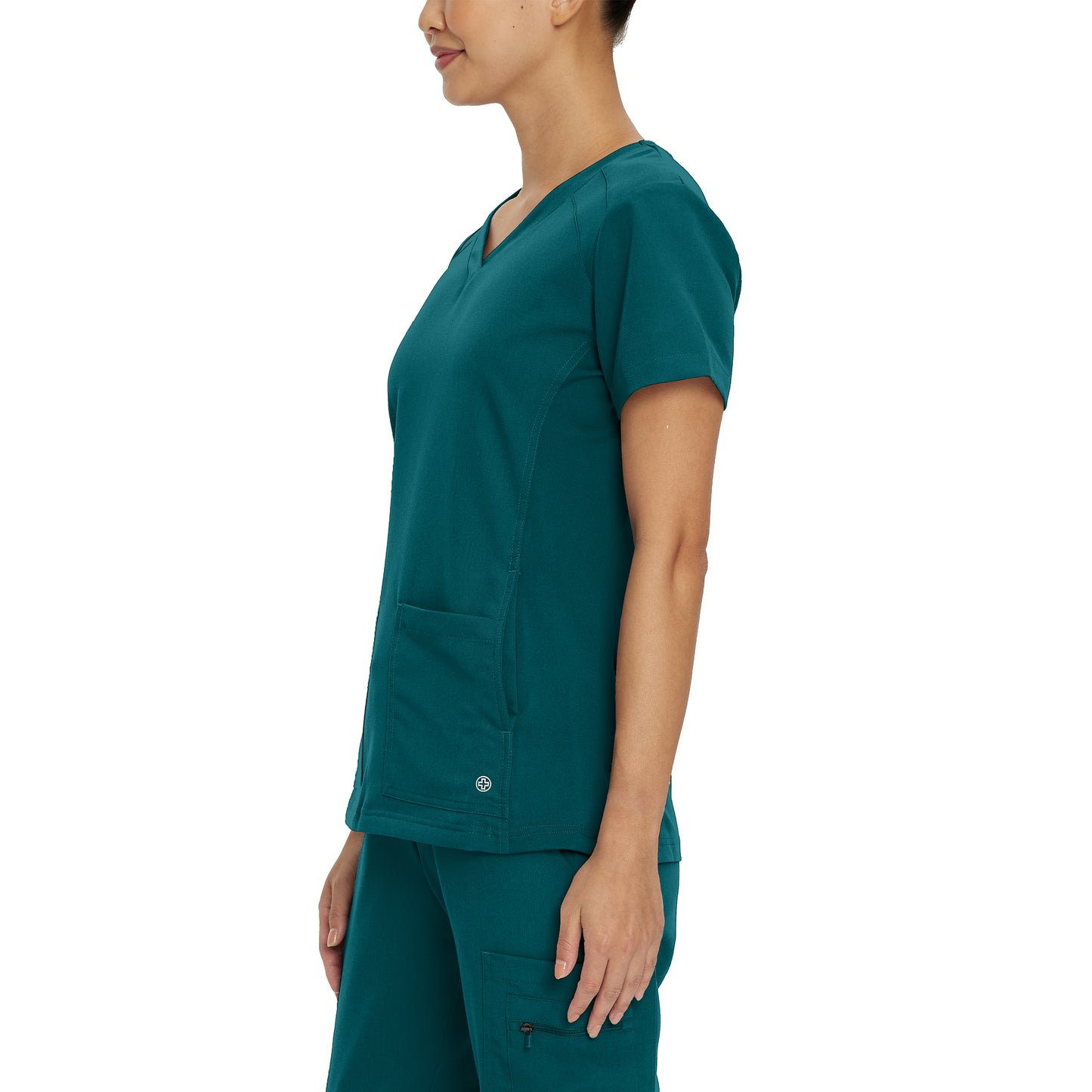 V-Tess 950 Women's 4 Pocket V Neck Scrub Top Caribbean Image