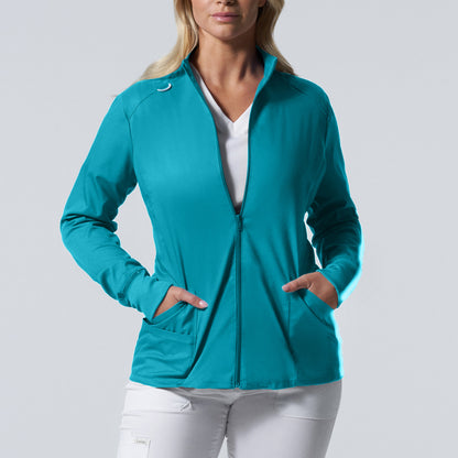 ProFlex LJ701 Women's 3 Pocket Scrub Jacket Teal Image