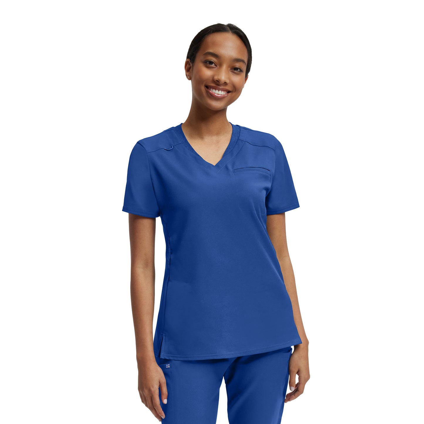 VIBE WT119 Women's 2 Pocket V Neck Scrub Top Royal Image