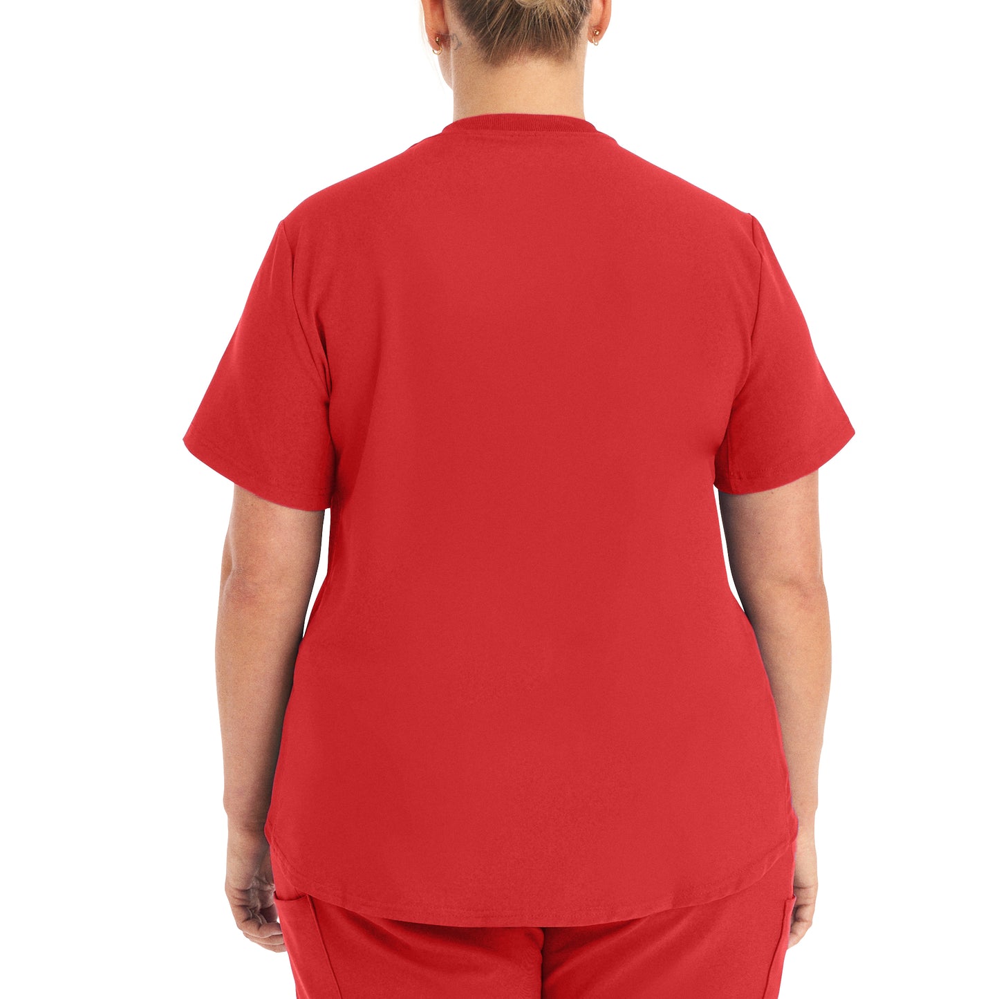 Forward LT101 Women's 2 Pocket V Neck Scrub Top Red Image