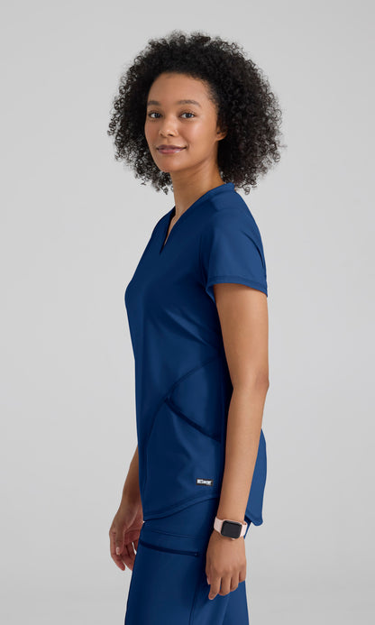 Grey's Anatomy Knits GRST249 Define Knit Scrub Top Indigo