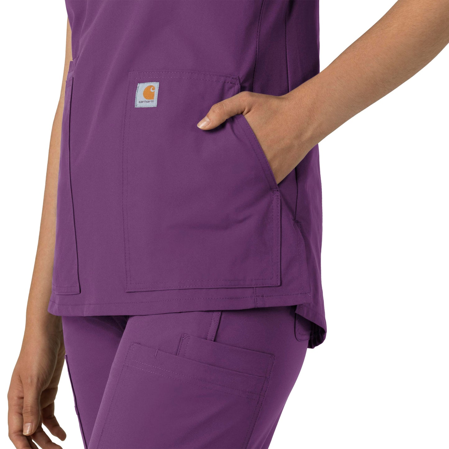 Force Essentials C12213 Notch Neck Tunic Scrub Top Eggplant Model Image Alternate | Carhartt