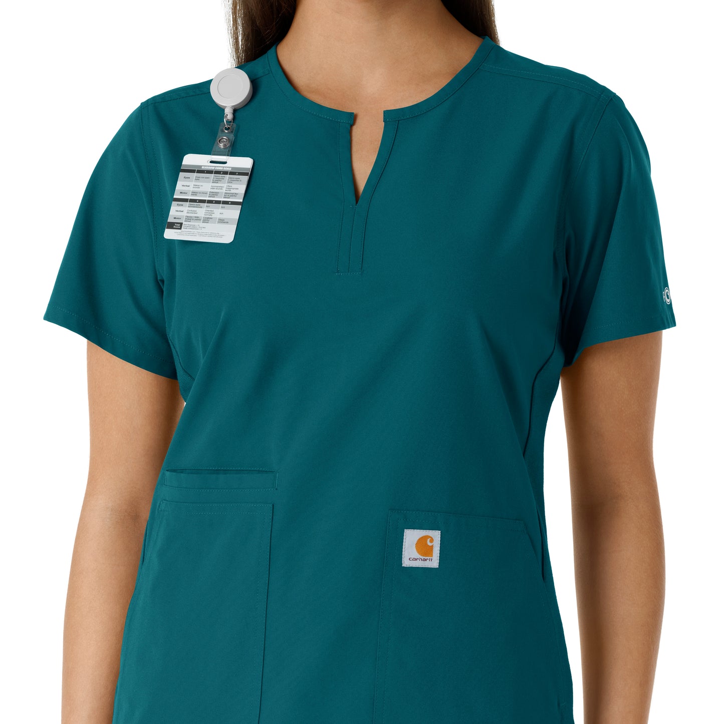 Force Essentials C12413 Notch Neck Tunic Knit Panel Scrub Top Caribbean Model Image Alternate | Carhartt