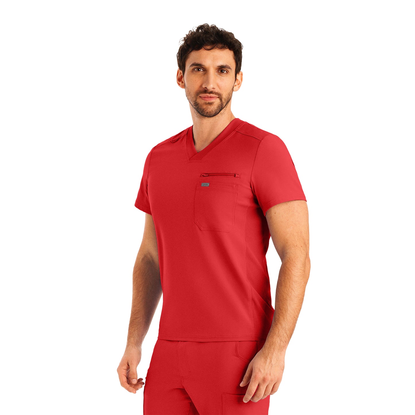 Forward LT111 Men's 2 Pocket V Neck Scrub Top Red Image