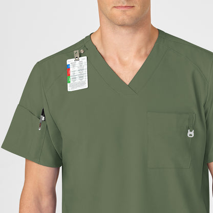 W123 6355 Men's V-Neck Scrub Top Olive Model Image Alternate | Wink