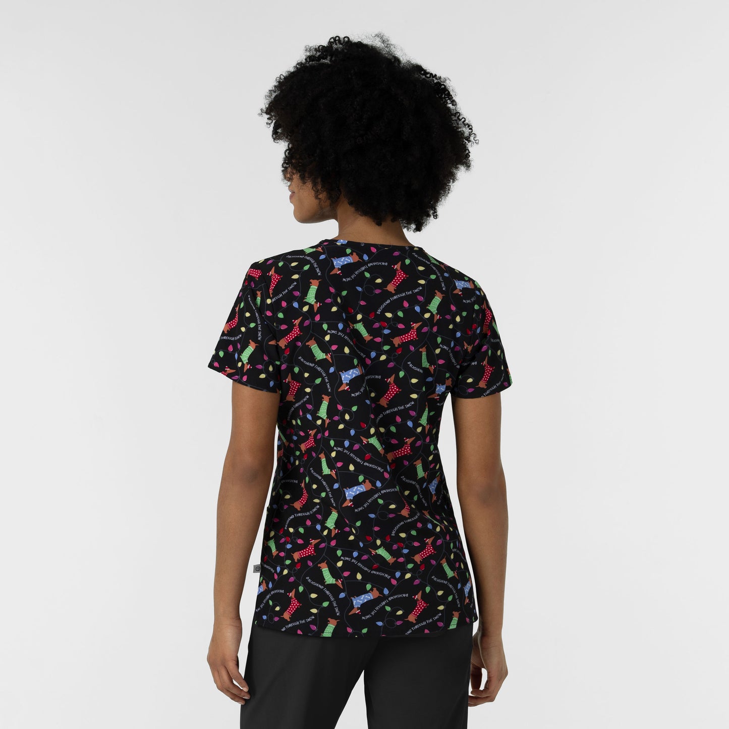 Fashion Prints 6147 Women's V-Neck Print Scrub Top Deck the Dogs