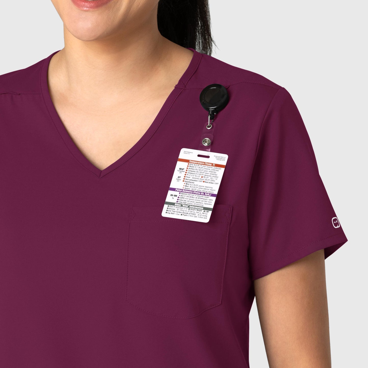 Boundless 6151 Tuck-In Scrub Top Wine Model Image Alternate | Wink