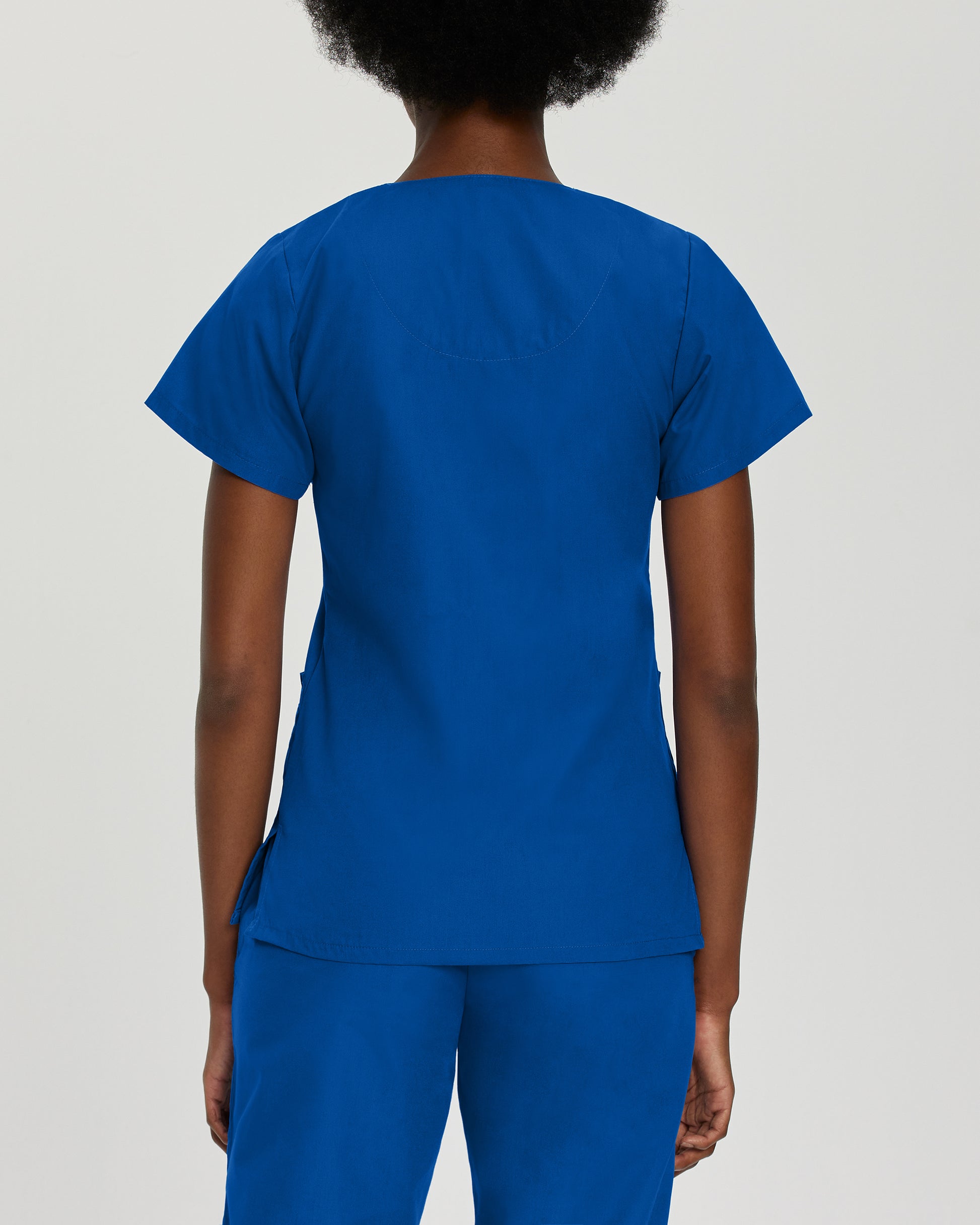 Essentials 8232 Women's 4 Pocket V Neck Scrub Top Galaxy Blue Image