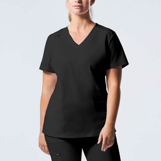 ProFlex LT105 Women's 3 Pocket V Neck Scrub Top Black Image