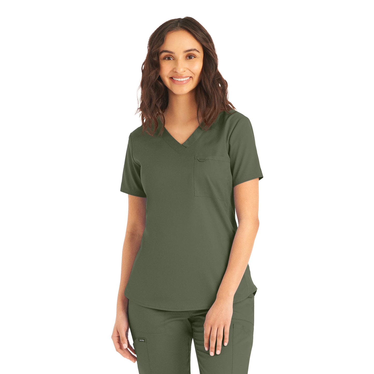 ProFlex LT107 Women's 2 Pocket V Neck Scrub Top Olive Moss Image