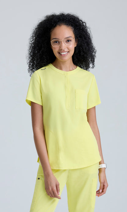 Grey's Anatomy Stretch GRST339 Irene Top Lemon Chiffon - front