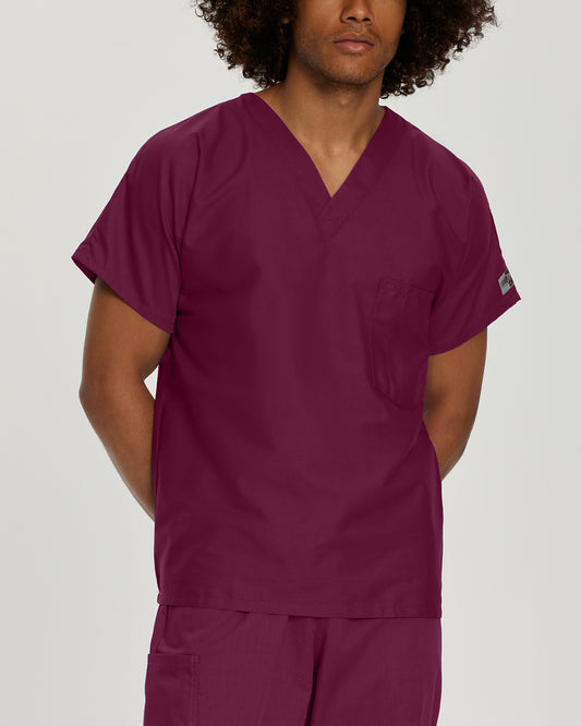 Scrub Zone 71221 Unisex 1 Pocket V Neck Scrub Top Wine Image