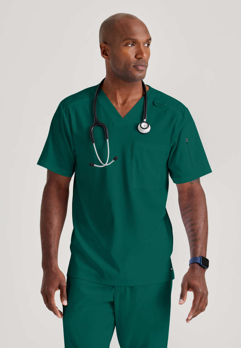 Greys Anatomy Stretch GRST079 Murphy Scrub Top Hunter Green