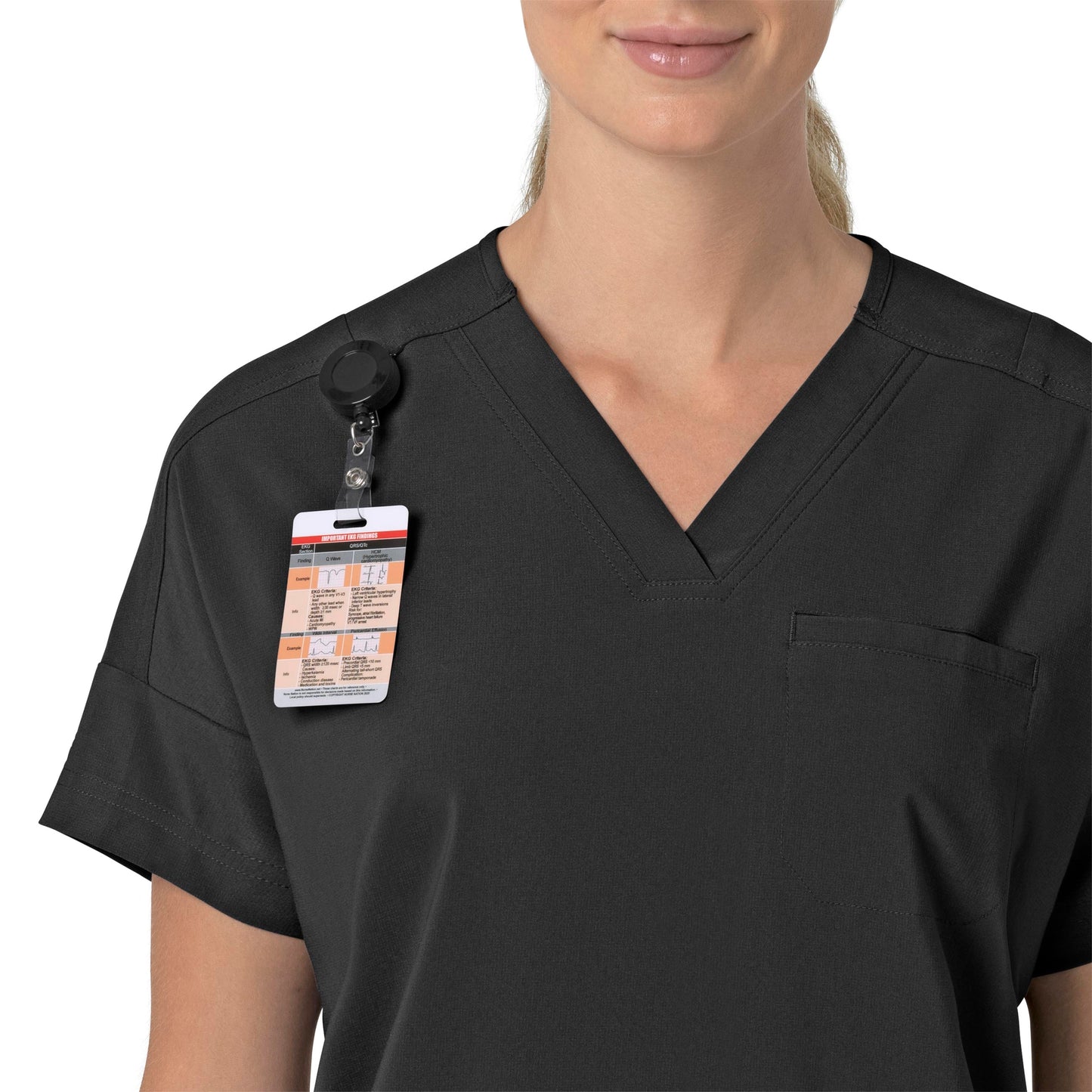 Force Cross-Flex C13110 Oversized V-Neck Scrub Top Black Model Image Alternate | Carhartt