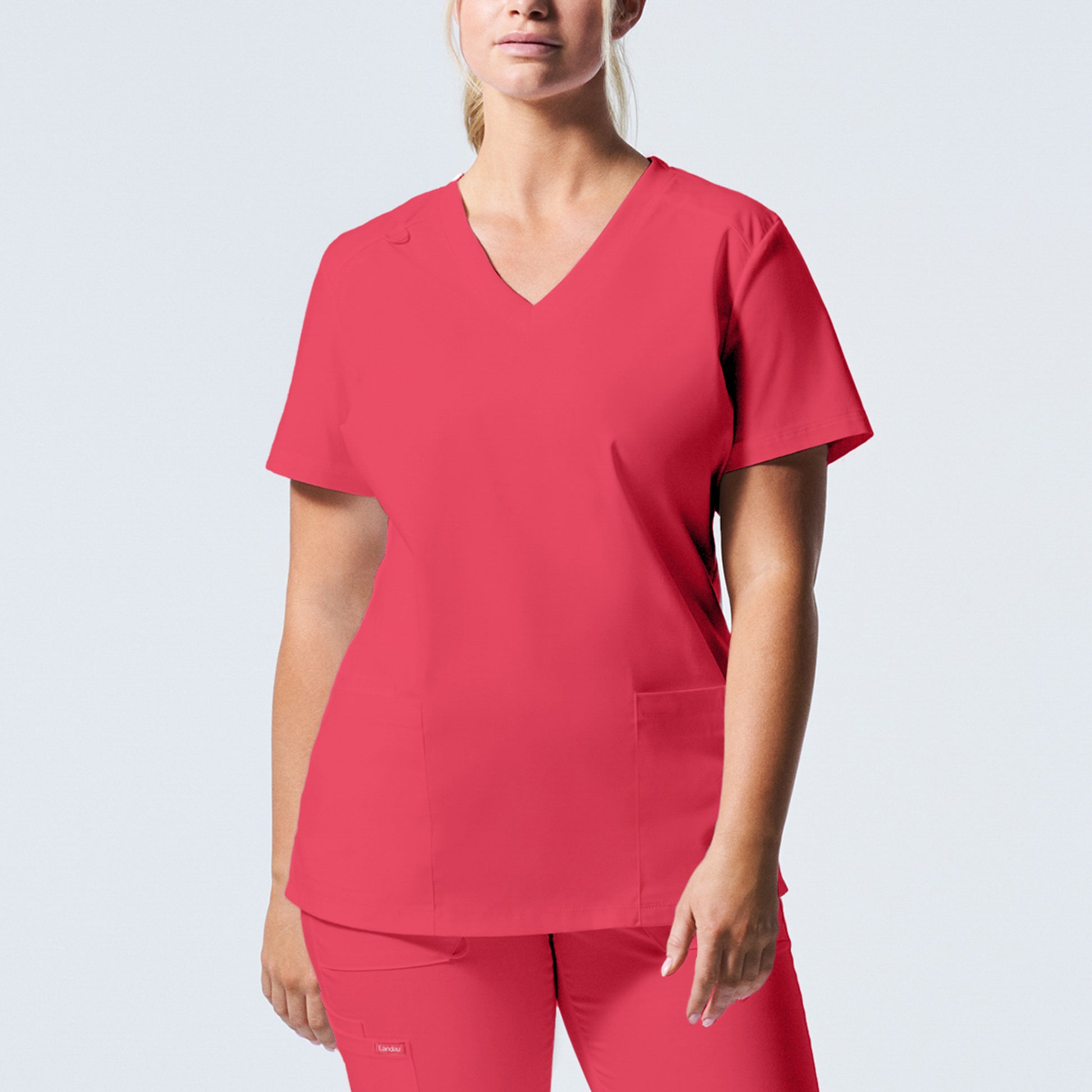 ProFlex LT105 Women's 3 Pocket V Neck Scrub Top Coral Image