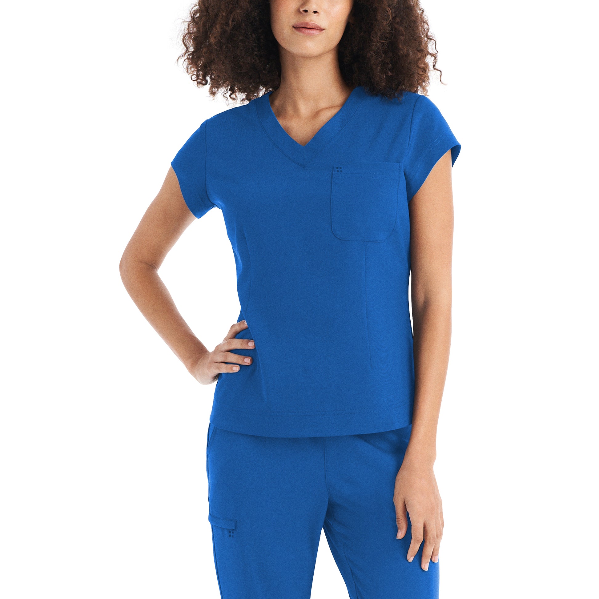 CRFT WT128 Women's 1 Pocket V Neck Scrub Top Royal Image