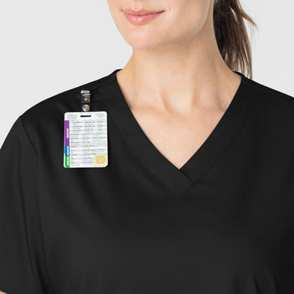 WonderWORK 101 V-Neck Scrub Top Black Model Image Alternate | Wink