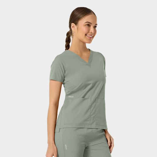 Kinetic 1006 Astrid Two Pocket V-Neck Scrub Top Camp Green