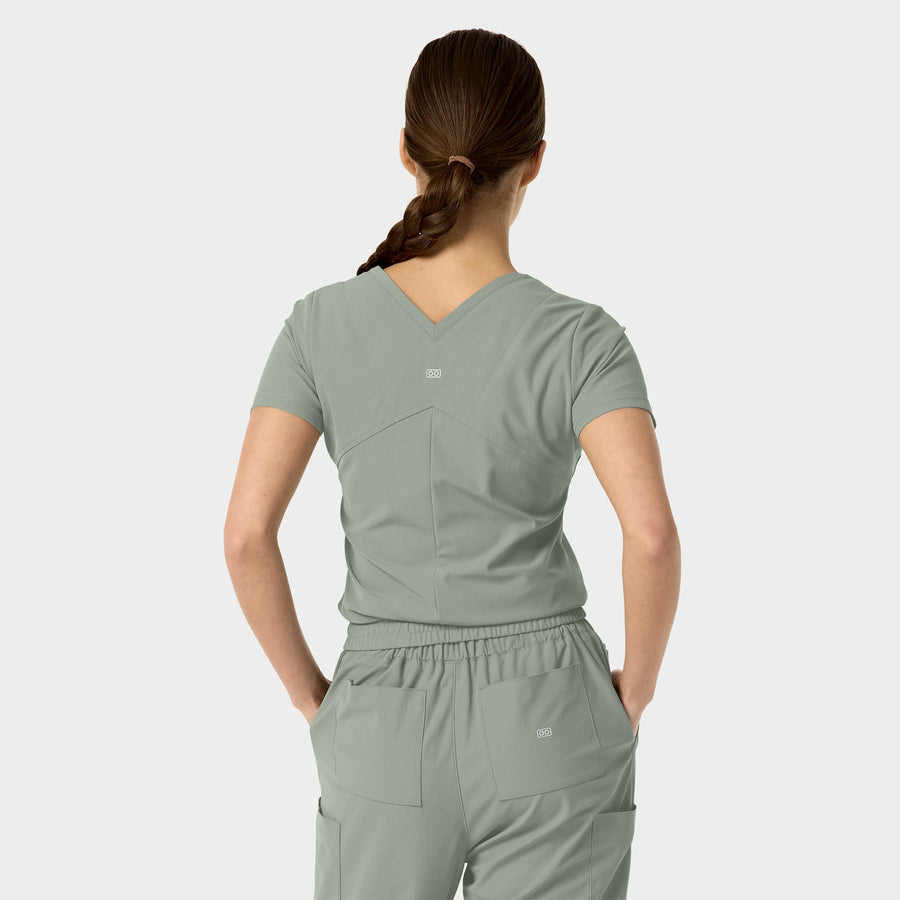 Kinetic 1016 Celine Tuck Band V-Neck Scrub Top Camp Green