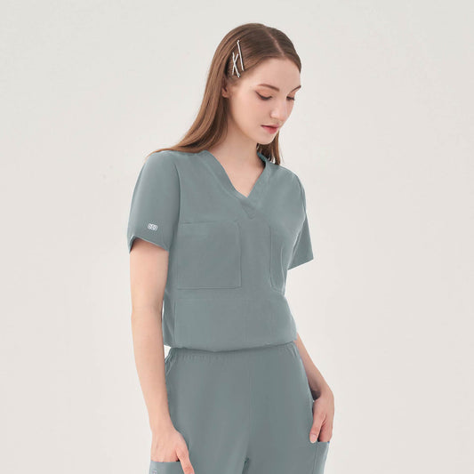 Quantum 1018 Luna Tuck Band V-Neck Scrub Top Camp Green