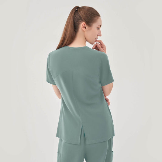 Quantum 1028 Aurora Five Pocket V-Neck Scrub Top Camp Green