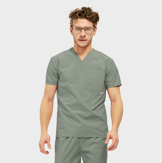 Kinetic 1516 Atlas 3-Pocket V-Neck Scrub Top Camp Green