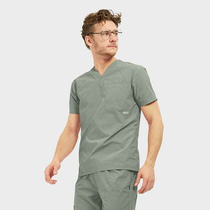 Kinetic 1516 Atlas 3-Pocket V-Neck Scrub Top Camp Green