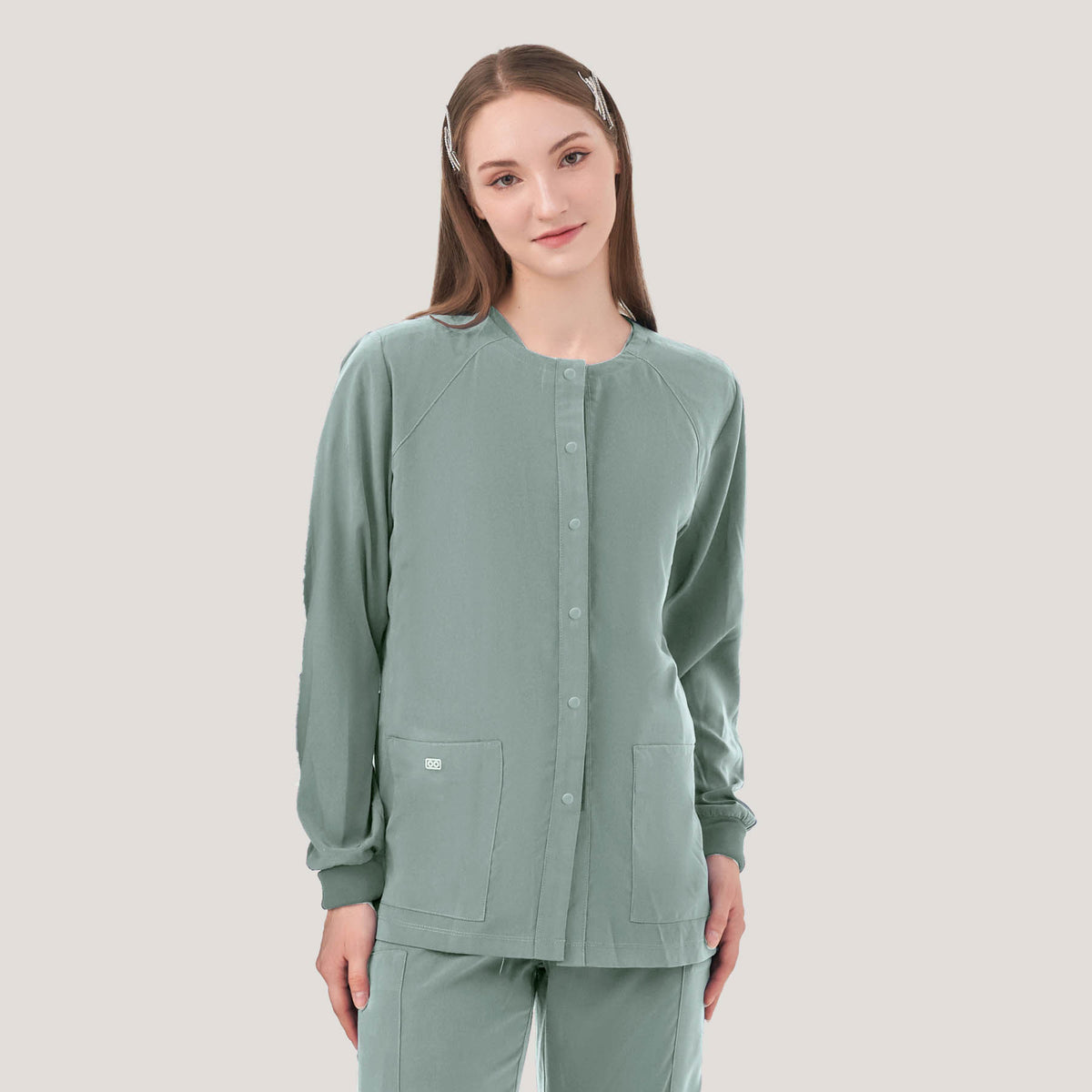 Quantum 6048 Celeste WoMen's Scrub Jacket Camp Green