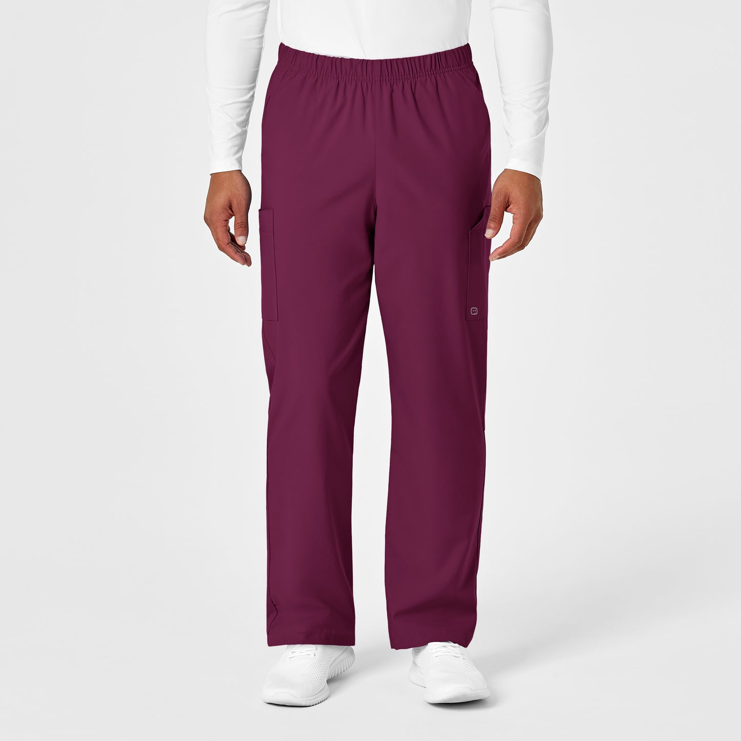 W123 5855 Unisex Multi-Cargo Scrub Pants Wine Model Image Alternate | Wink