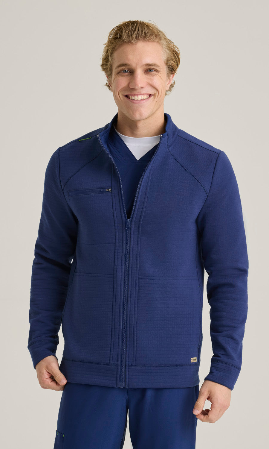 Grey's Anatomy Evolve GSSJ944 Ron Waffle Fleece Jacket Indigo - front