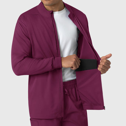 Boundless 8351 Men's Warm Up Scrub Jacket Wine Model Image Alternate | Wink