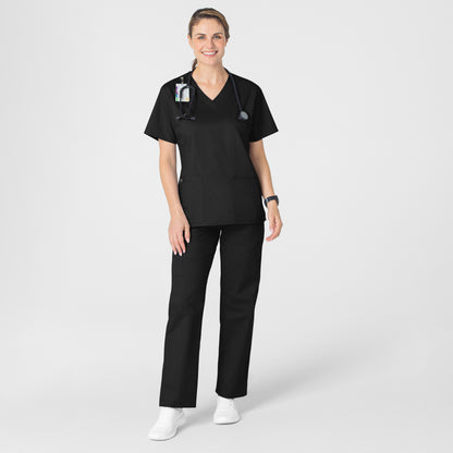 WonderWORK 101 V-Neck Scrub Top Black Model Image Alternate | Wink