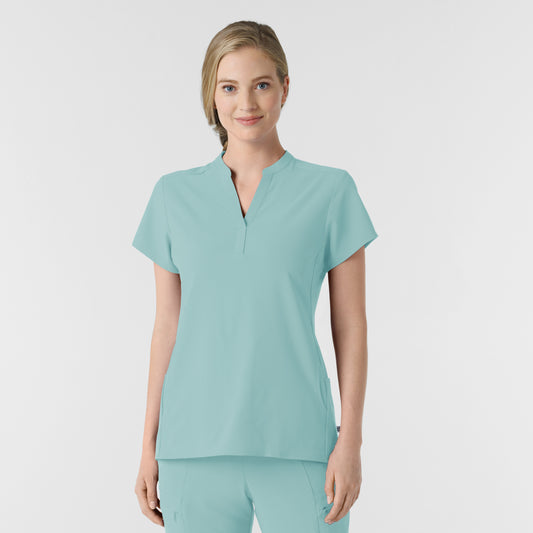 RENEW 6734 Women's Mandarin Collar Scrub Top Coastal Blue