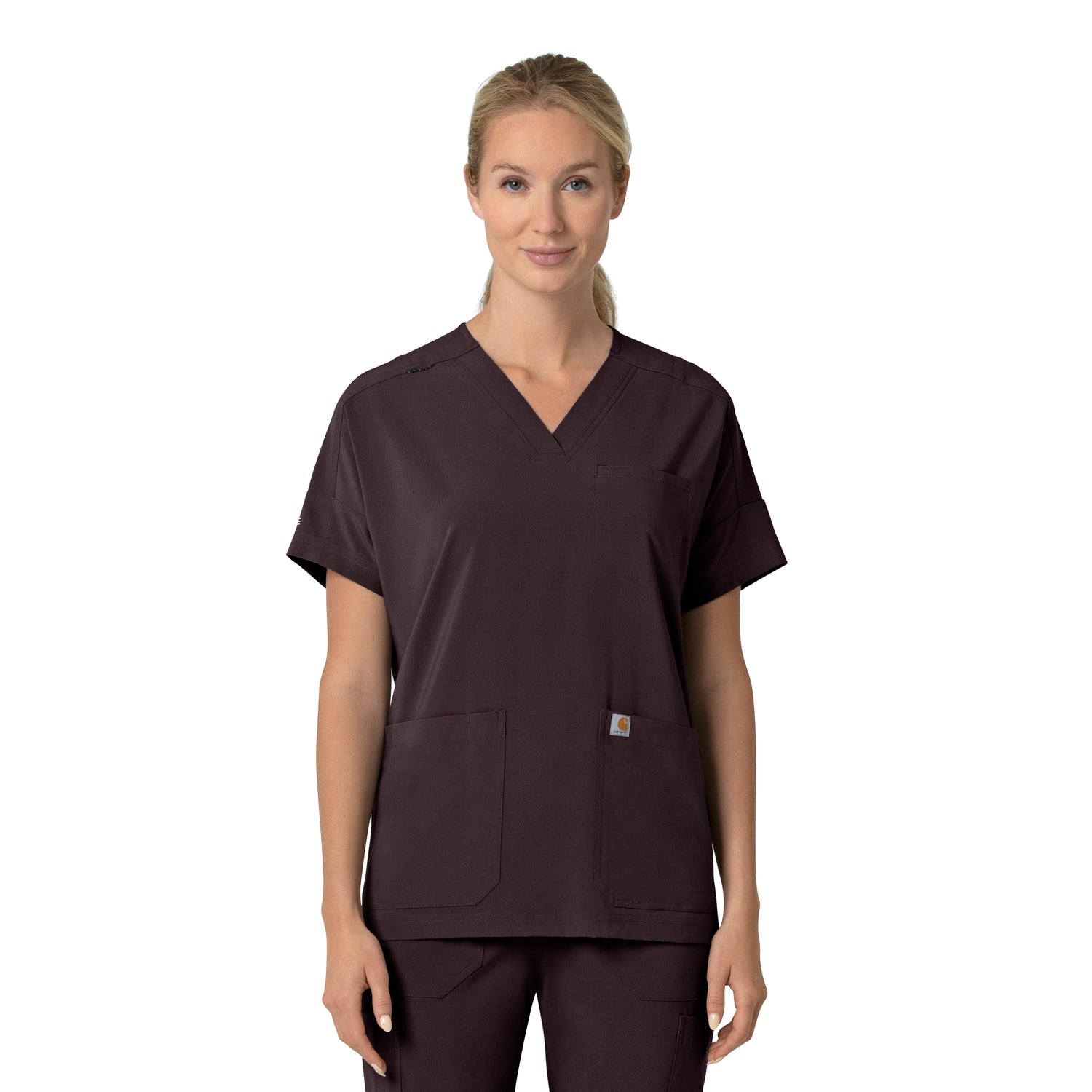 Force Cross-Flex C13110 Women's Oversized V-Neck Scrub Top Dark Sepia