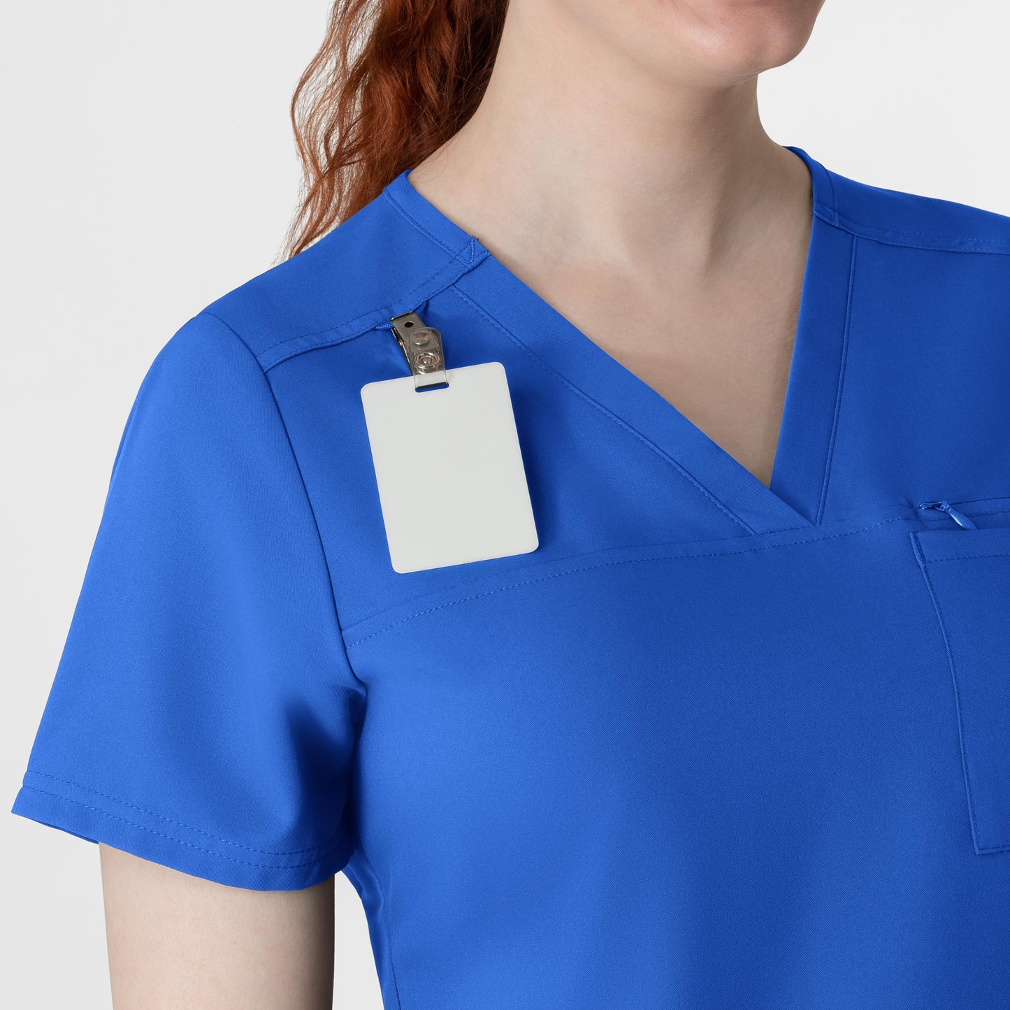 Thrive 6222 V-Neck Tuck-In Scrub Top Royal Model Image Alternate | Wink