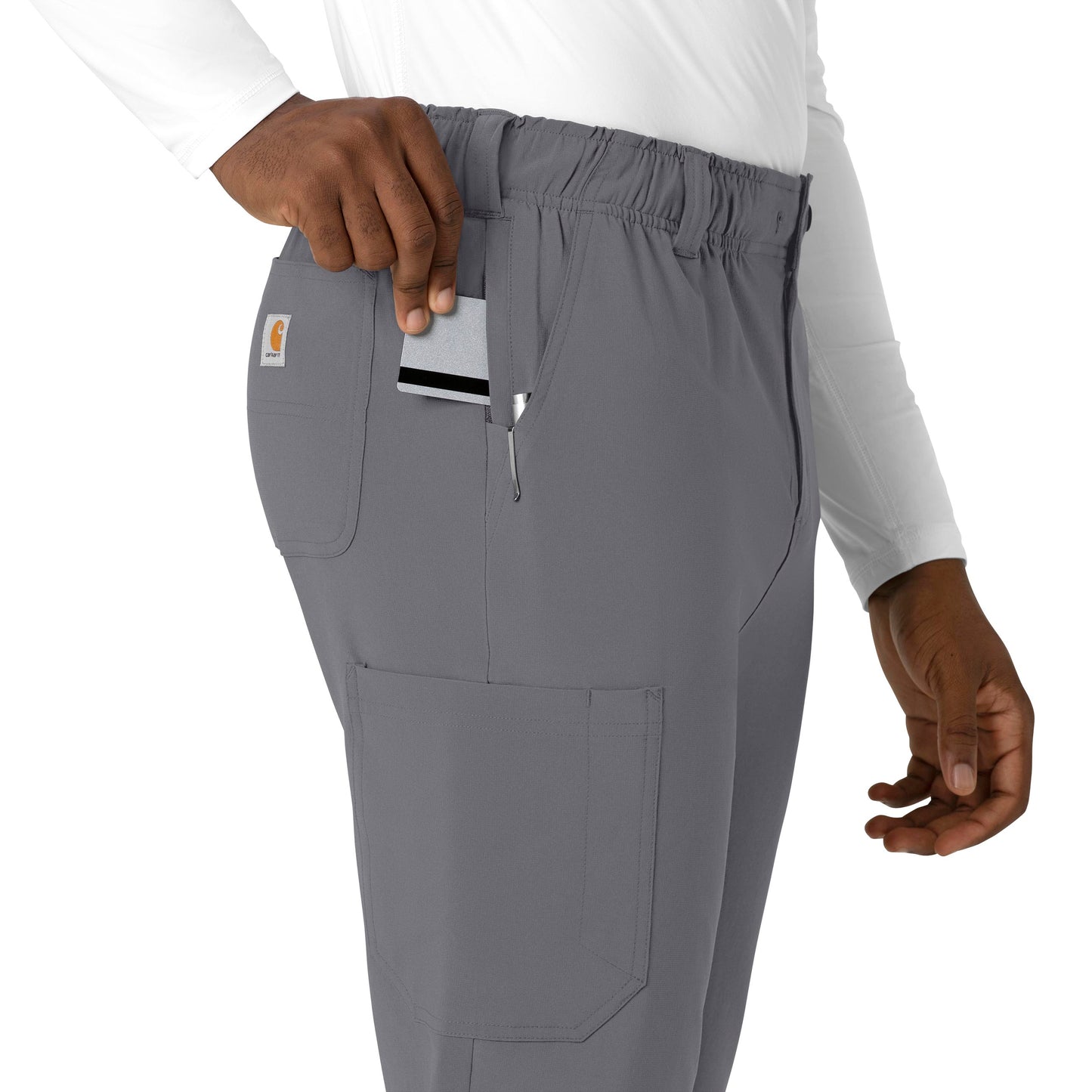 Force Cross-Flex C56410 Men's Straight Leg Scrub Pant Pewter Model Image Alternate | Carhartt