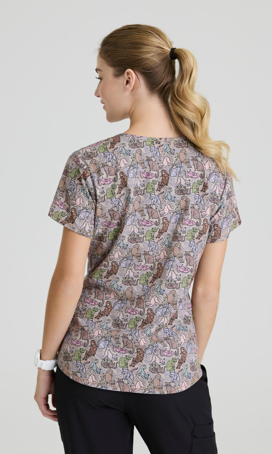 Skechers SKT021 Women's Essence Top in All Kinds Of Leopard by Barco Model Image Back