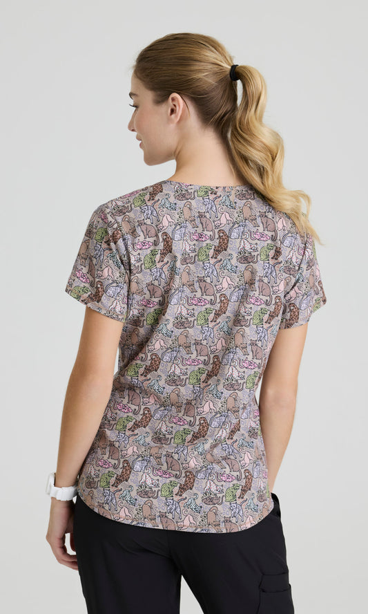 Skechers SKT021 Women's Essence Top in All Kinds Of Leopard by Barco Model Image Back