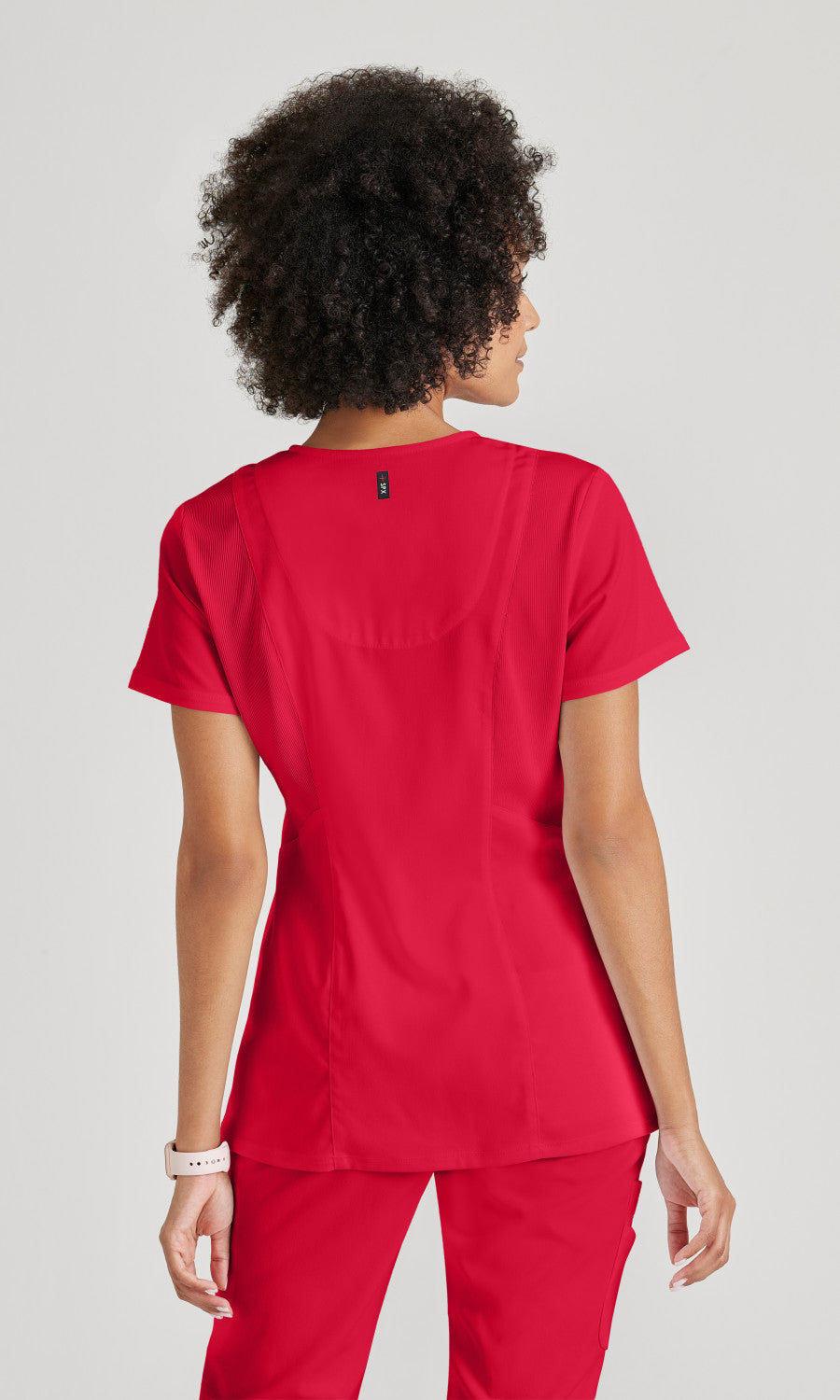 Grey's Anatomy Stretch GRST045 Serena Scrub Top Scarlet Red